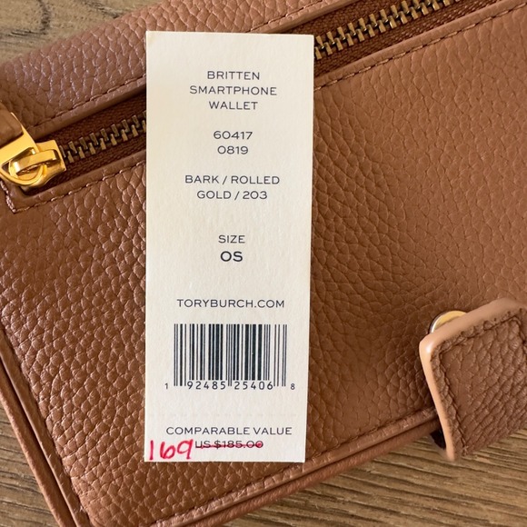 Tory Burch Britten Smartphone Wallet-Bark Rolled Leather-Gold Hardware-RRP $185 - Picture 8 of 8